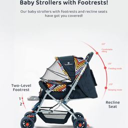 StarAndDaisy Stroller For Baby Boy & Girl 0 To 3 Years / Lightweight / Foldable Pram With 3-Point Safety Harness, Adjustable Backrest, 360° Swivel Wheel, Large Storage (Vibrant),Multicolor image 5