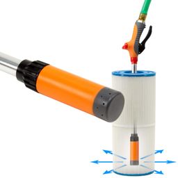 Jet Stream Spa & Pool Filter Cleaner Dual Tool Set with Fan Spray Head for Outer Pleats + Long-Reach 360Ã‚° Cartridge Core Cleaning Wand image 4