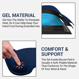 Tukzer Gel Mouse Pad| Memory Foam Cushion Mousepad with Wrist Support, Ergonomic Design| Non-Slip Rubber Base| Suitable for Gaming, Computer, Laptop, Home & Office Non-Slip Rubber Base (Dark Blue) image 5