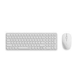 RAPOO 9320M Bluetooth 4.0, 5.0 + 2.4G Wireless Multi-Mode Keyboard Mouse Combo, Aluminum Base, 2400 DPI, 10M Range, Compact White image 1
