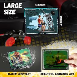 OrangeX Lenticular Animated Workout Cards, Target 6 Major Muscle Groups, Exercise Breakdown When Viewed from Different Angles, Tips Instructions and Challenges, Beginner Fitness Exercise Guide image 4