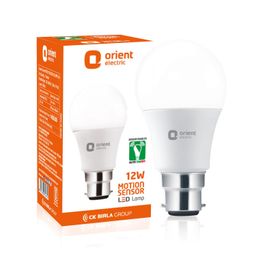 Orient Electric 12W Motion Sensor LED Bulb for Home | Radar based LED Light with Auto ON-OFF feature | Cool White, 6500K | B22d Cap | 4 kV Surge Protection | 1 Year Replacement Warranty | Pack of 1 image 1
