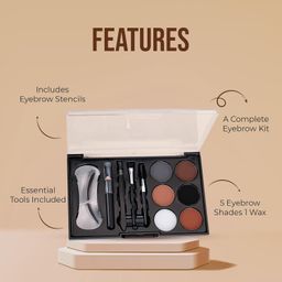 Colors Queen Eyebrow Styling Kit with 5 Highly Pigmented Shades and 1 Wax, Spoolie, Eyebrow Pencil, Eyebrow Stencil, Hair Plucker & Angular Brush (Palette) image 3