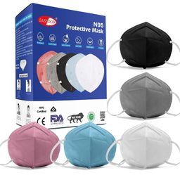 sassoon Sassoon® BIS Approved N95 Face Mask for Men & Women (Multi, Pack of 5) - Anti Pollution Cotton Reusable & Washable Mask with 6 Layer Protection, Comfortable ear bands & adjustable nose clip image 1