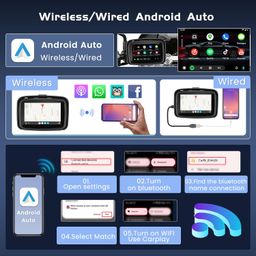 Hikity 5 Inch Wireless Apple Carplay & Android Auto Touch Screen for Motorcycle, Dual Bluetooth, IPX7 Waterproof, Siri/Google Voice Control, TF/USB Input image 4