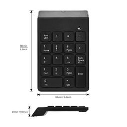 voocme Wireless Numeric Keypad, 2.4Ghz 18Keys USB Silent Number Pad, Portable Keyboard for Laptop Desktop PC Computer Tablet - Blak image 2