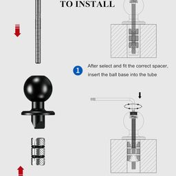 Excefore Metal Motorcycle Fork Stem Mount Base With 1'' TPU Ball for Stem Holes 12mm to 25.4mm in Diameter, Compatible With RAM Mounts B Size 1 Inch Double Socket Arm image 5