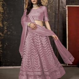 zaalima fashion with z logo Amazon Brand-Women's Net Embroidred Lehenga Choli And Dupatta Set (Free Size) image 2