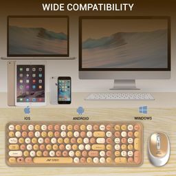 Ant Esports WKM44 Keyboard and Mouse Combo, Colourful Wireless Keyboard with Round Keycaps,2.4GHz Dropout-Free Connection, Long Battery Life, Cute Wireless Mouse for PC/Laptop/Computer- Candy Brown image 5