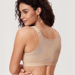 delimira Women's Full Coverage Front Closure Wire Free Back Support Posture Bra image 4