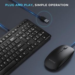 bestor Wired Keyboard and Wired Mouse Combo, Full-Size Keyboard and Mouse Combo with Optical 3 Button Mouse, USB Plug-and-Play, Compatible with Desktop, Laptop, (Black) image 3