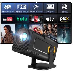 Smart Mini Projector XGODY Gimbal5 Android 11 Full HD Projector Native 1080P 4K Support 5G WiFi 6 Bluetooth 5.0 Home Movie Projector Electric Focu Auto Keystone 180 Rotating for PC/Lap/PS5 Black image 1