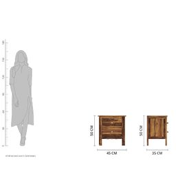 Amazon Brand - Solimo Mehraab Bedside Table with Two Drawers (Solid Sheesham Wood, Natural Finish) image 2