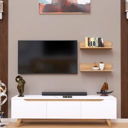 SPYDER CRAFT Matte Finish M5 Tv Unit with Wall Shelf Tv Stand with Bookshelf Wall Mounted with Shelf Modern Leg 180 Cm Basket Walnut Color: Brown || Assembly -DIY (Do-It-Yourself) image 1