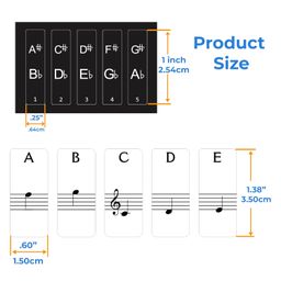 rousrie Piano Key Sticker Labels for 37, 49, 54, 61, and 88 Keys, with Guide, Keyboard Removal Stickers, No Residue Left After Removal image 5