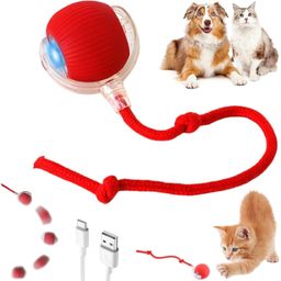 GOAWAY Automatic Rolling Cat Ball Toy, 2-Speed Modes, Teasing Tail & Bell Charm, Interactive Self Play Chasing Silicone Ball Toy for Indoor Cats image 1