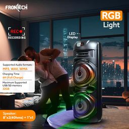 FRONTECH Vega TWS Wireless Bluetooth 60W 5.0 Trolley Speaker with Disco Party Lights, Wireless Mic, Up to 4 Hours Playtime, 1.0 Channel (Black, SW-0208) image 5