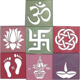 Ascension 12 Different Design Draw Rangoli Making Kit Rangoli Stamp Om Swastik Flower Design Colourful Rangoli Making Stencils & 6 Border Stencils image 2
