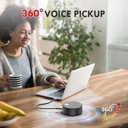 rofall USB Computer Speakers, PC Speaker with Microphone, 2 Sound Modes, Laptop Speaker with Mic, Hand Free Enhanced Voice Pick up, Compatible with Zoom for Video Meeting, Skype, Gaming, Zoom, Plug & Play image 3