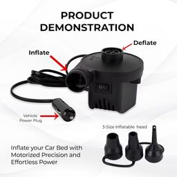 Robustt Car Bed for Back Seat - Black (Pack of 1) | Inflatable Bed with 2 Air Pillow & Air Pump | Universal Size | Portable Car Bed | Car Bed for Kids, Travel, Trips, Camping, Picnic, Pool & Beach image 4