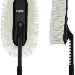 Amazon Brand - Solimo Super Soft Microfiber Car Duster for Car Cleaning and Dusting | Anti-Scratch | Lint-Free with PP | Handle Soft Foam Grip | 65 L x 15 W cm | White image 1