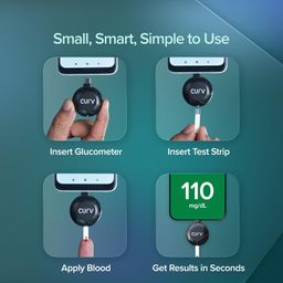 BeatO CURV Smartphone Connected Sugar Testing Machine with Free 20 Foil Strips & 20 Glucometer Lancets for Accurate Blood Sugar Testing (Type-C USB Connector) | Android only | ISO Certified: Made in India image 3