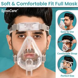 Synocare Cpap Mask Bipap Mask for bipap machine cpap machine for sleep apnea full face mask compatible to all cpap bipap machine with head strap 100% Transparent (SMALL) image 5