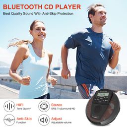 tmzuamoz ZUNKOM Portable CD Player with Bluetooth, Compact Anti-Skip Shockproof, Black, Includes Pro-Quality Earbuds, USB Charging Cable, Aux Output for Car/Home/Travel image 2
