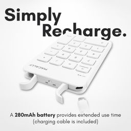 Macally Wireless Bluetooth Numeric Keypad for Laptop, Apple, Mac, iMac, MacBook Pro/Air, Ipad, Windows PC, Tablet, or Desktop Computer - Rechargeable 18 Key Bluetooth Number Pad - White image 5