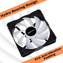 Amazon Basics Computer Cabinet/Chassis FRGB Case Fan, 120 mm, 1100 RPM High speed, RGB With 48 CFM Airflow, Hydro bearing, Silent Cooling, EVA Padding, 4 - Pin Molex, Black image 4