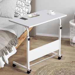 Torche ironwood Multipurpose Height Adjustable Movable Table for Computer & Laptop Table with Wheels (Big-Pearl White) image 1