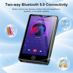 foeuyte 128GB MP3 Player with Bluetooth and WiFi, Android 14, 4GB RAM Portable HiFi Lossless, MP3 & MP4 Player for Kids with 4" Touchscreen, Music Player with Spotify, Amazon Music, Pandora, Play Store, Black image 5