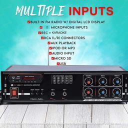 tech-unique 8 Transistor 4 Channel Stereo Power Amplifier with MIC/Bluetooth/USB/SD Card Slot/FM Radio/AUX Remote Control & Built-in Equalizer 5500 WATT Amplifier With Corded Premium MIC. image 4