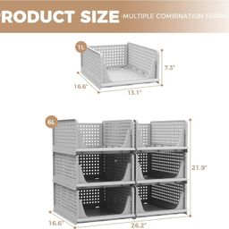 VERAT Plastic Foldable & Stackable Organizers Rack | Drawer, Shelf Storage Container for Home Wardrobe & Cupboard (6 pcs) image 2