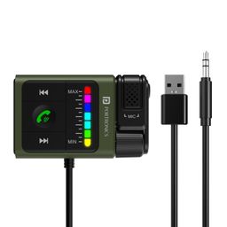 Portronics Auto Tune Car Bluetooth Receiver with Hands-Free Calling, Playing Music, Dynamic Lighting, 1m USB/AUX Cable, Bass Control Roller, Built-in Mic for Wireless Car Stereo Audio (Black) image 1
