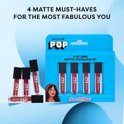 SUGAR POP 4 in 1 Mini Matte Lipcolour Kit | Vitamin E | Smudgeproof | Long-lasting Wear | 4 N x 1.1 ml - 01 Cult Classics image 4
