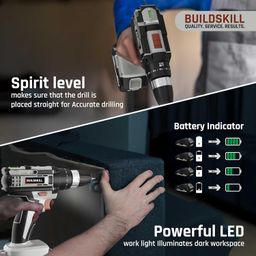 BUILDSKILL 21V Cordless Drill Machine for Home Use | Impact Drill with 10MM Keyless Chuck | 1.5 Ah Single Battery | Charger | Variable Speed | LED Light | Battery Drill Machine | 6 Months Warranty image 5