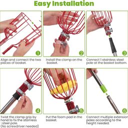TOVIXY 10 FEET Fruit and Mango Plucker - Equipped with a Net and Pole for Easy and Safe Fruit Picking from Trees, Including Coconuts! Also Includes Extendable Pole (New) image 5
