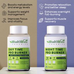 health veda organics private limited Health Veda Organics Day & Night Fat Burner Capsules for Men & Women | 24-Hour Metabolic Support & Weight Loss Support | 60 Capsules Each Pack image 3