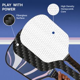 pick’all Pick'all Pickleball Paddle, 16mm Fiberglass Pickle Ball Racket with Honeycomb Core & Curve X Technology for Controlled High Power Shots, Leisure Series, Includes Leather Paddle Cover, Fierce image 3
