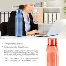 MILTON Prime Pack of 5 Water Bottles, 1 Litre Each, Reusable Plastic Fridge Bottle Set, BPA Free and Leak Proof Bottles for Travel, Work, Assorted image 5
