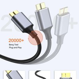 rts Usb C Type C External Hard Drive Disk Hdd Cable Wire,Nylon Braided 10Gbps Fast Charging&Syncing Cord Compatible Usb 3.0 Portable External Hard Drives Such As Seagate,Wd,Maxtor(3Ft/1M),Black image 4