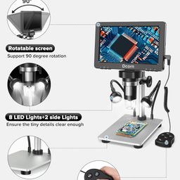 Microware 7 inch LCD Digital Microscope, 50-1200X Magnification 1080P Video Microscope with Wired Remote for Circuit Board Soldering PCB Kids Coin Microscope (Support up to 32GB SD Card) image 5
