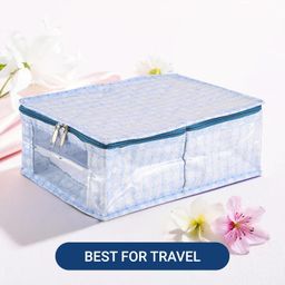 kuber industries Under Garment Kit | Two Partition UG Kit | Laminated Innerwear Bag | Travel Toiletry Kit | Vanity Organizer | U.G Kit for Man & Woman | Check-Design | Pack of 2 | Blue image 2