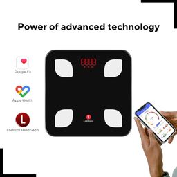 Lifetrons Slinky Bluetooth Digital Smart Scale & Fat Analyzer measures Fat/BMI/Protein,Visceral Fat -Syncs with Android & iPhone app Includes batteries with more features & 1 yr Warranty (Black) image 4