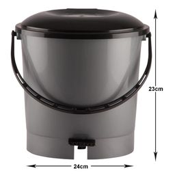 Kuber Industries Multiuses Plastic Pedal Dustbin, Waste Bin, Trash Can With Handle, 7 Litre (Grey) image 4