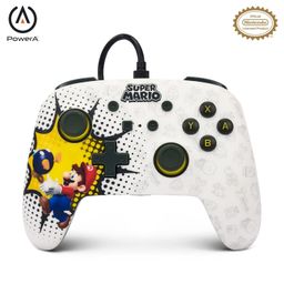 PowerA Enhanced Wired Gaming Controller for Nintendo Switch or Nintendo Switch OLED, Bob-omb Blast, White (Officially Licensed) image 1