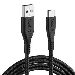 boAt Type C A325/A320 Tangle-free, Sturdy Type C Cable with 3A Rapid Charging & 480 Mbps Data Transmission Speed, Compatible with Smartphones & Tablets(Black) image 1