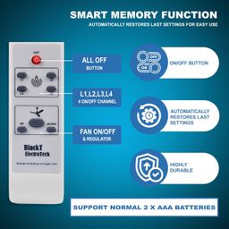 Blackt Electrotech BT16C Update Wireless Remote Control Switch System for 4 Lights and 1 Fan Speed Regulation (New IR Fan Display) image 4