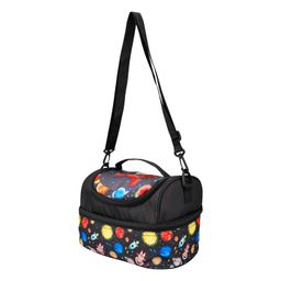 ji and ja Ji and Ja® Multi Compartment Dual Slot Lunch Bag Double Insulated Tiffin Lunch Bag with Multi Zipper Pockets for School (Space Black) image 2